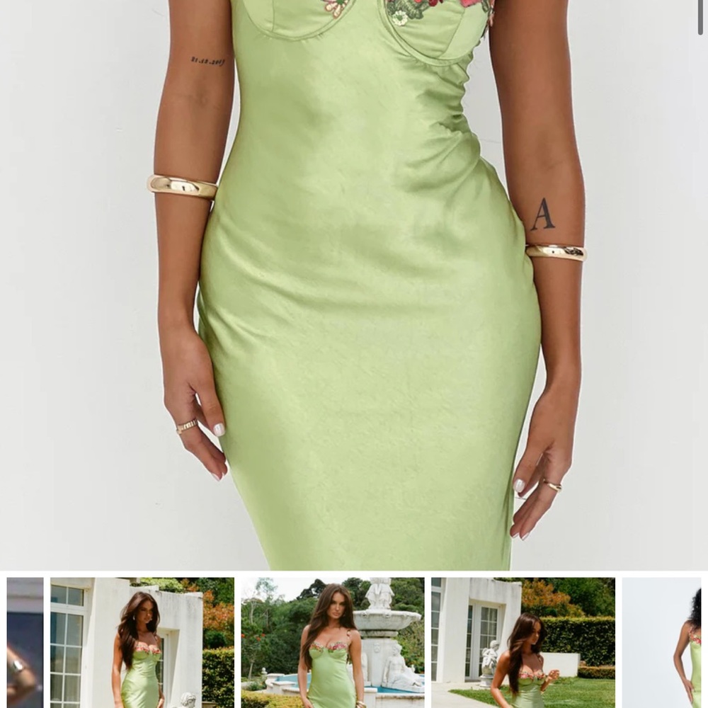 Princess Polly Elegant Green Satin Dress